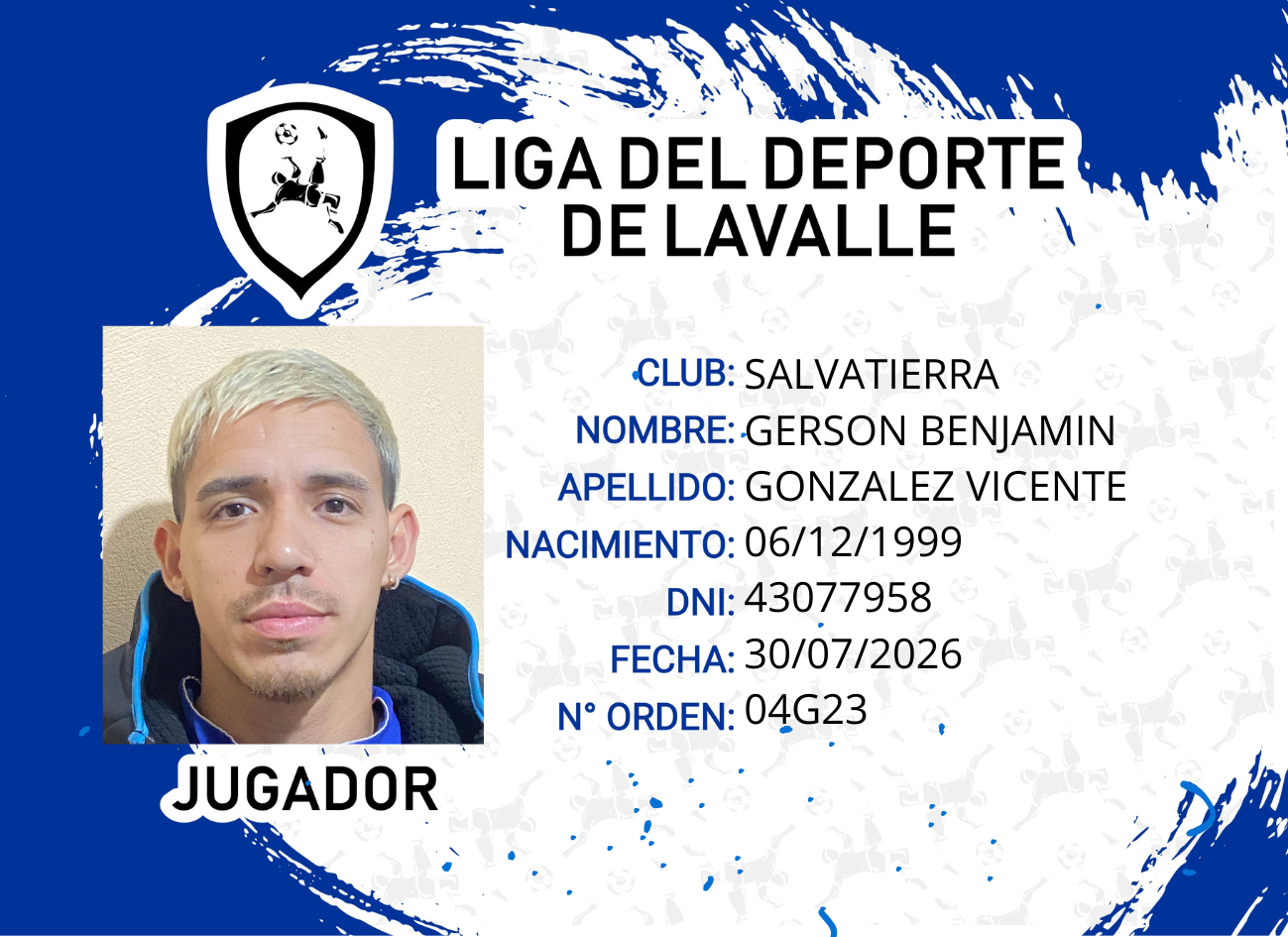 Foto carnet GONZALEZ VICENTE, GERSON BENJAMIN