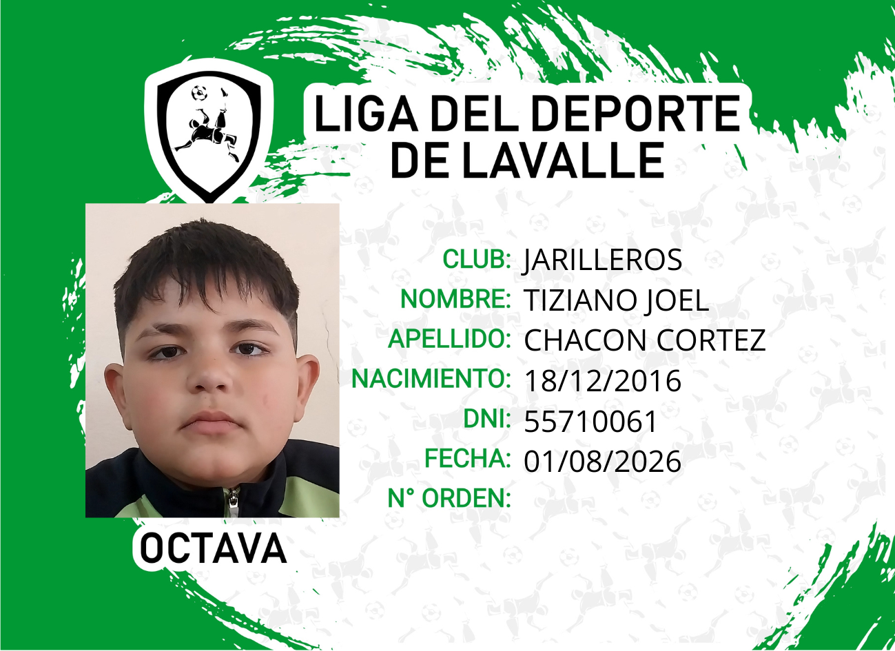 Foto carnet CHACON CORTEZ, TIZIANO JOEL
