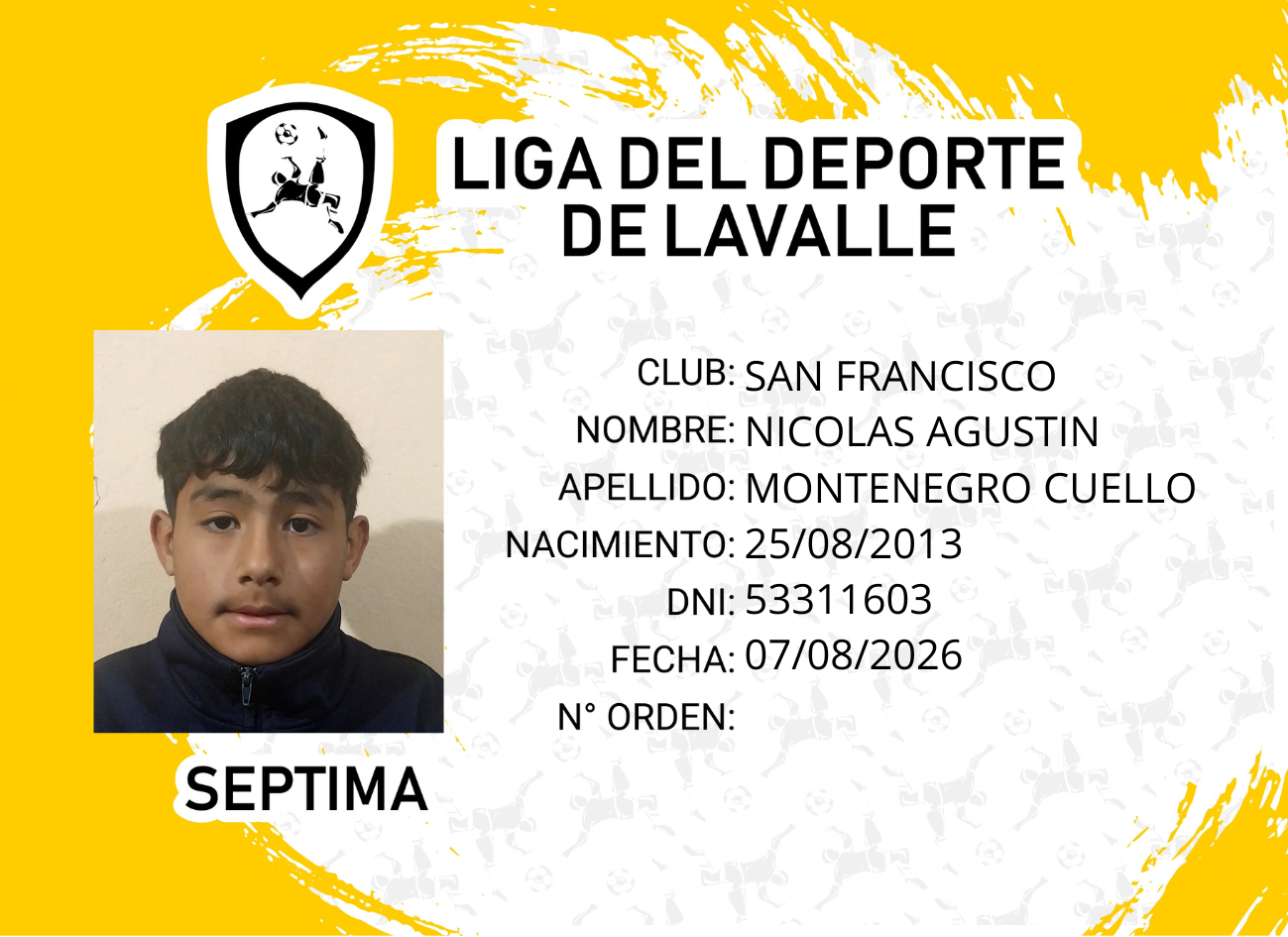 Foto carnet MONTENEGRO CUELLO, NICOLAS AGUSTIN