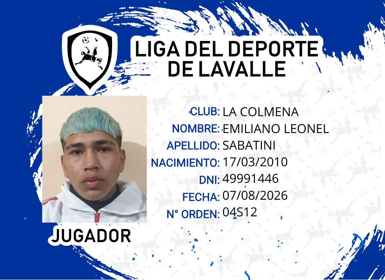Foto carnet SABATINI, EMILIANO LEONEL