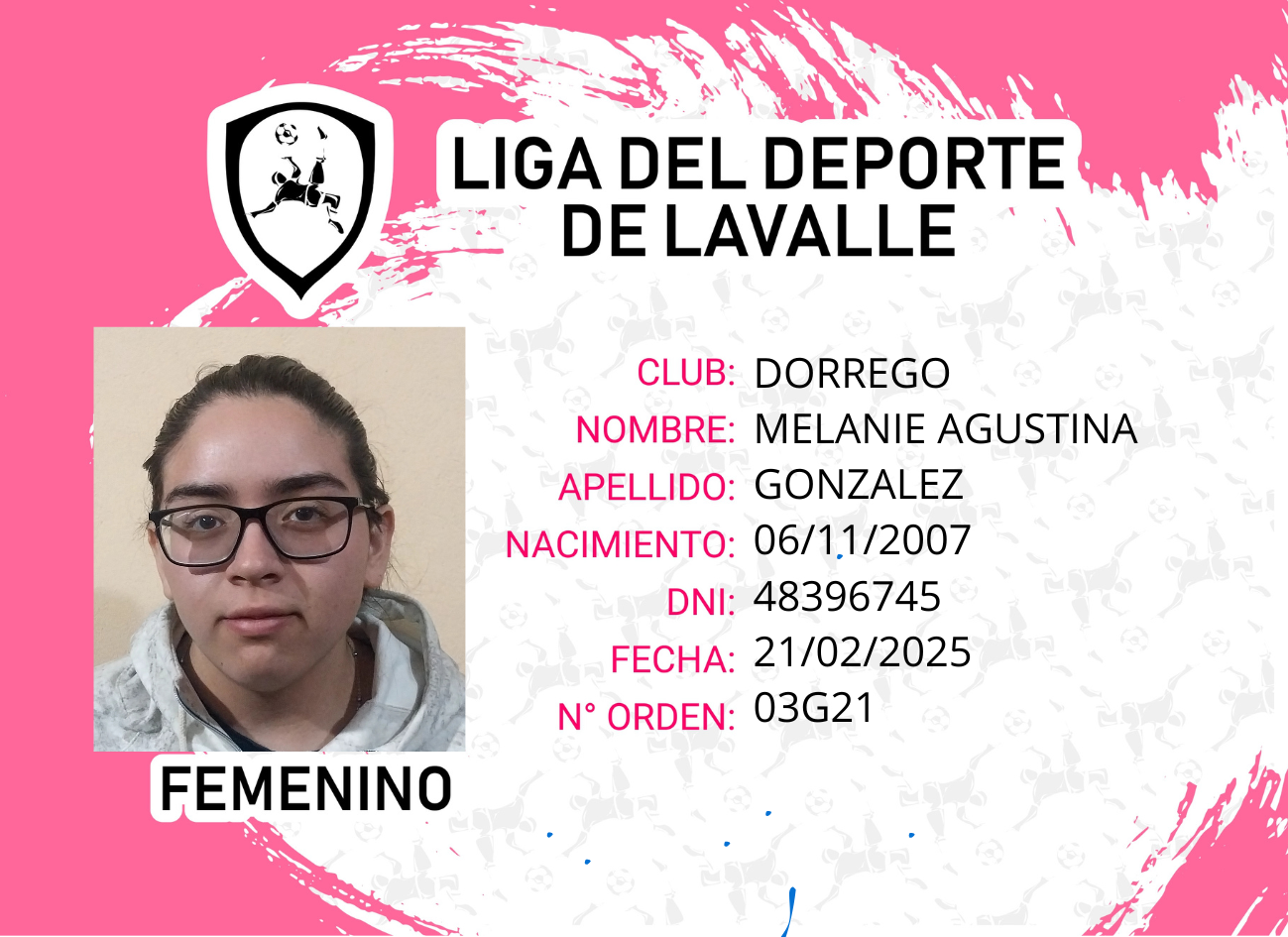 Foto carnet GONZALEZ, MELANIE AGUSTINA