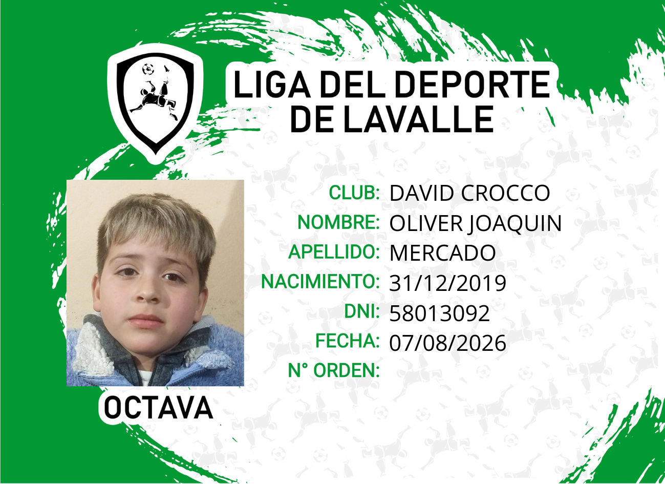 Foto carnet MERCADO, OLIVER JOAQUIN