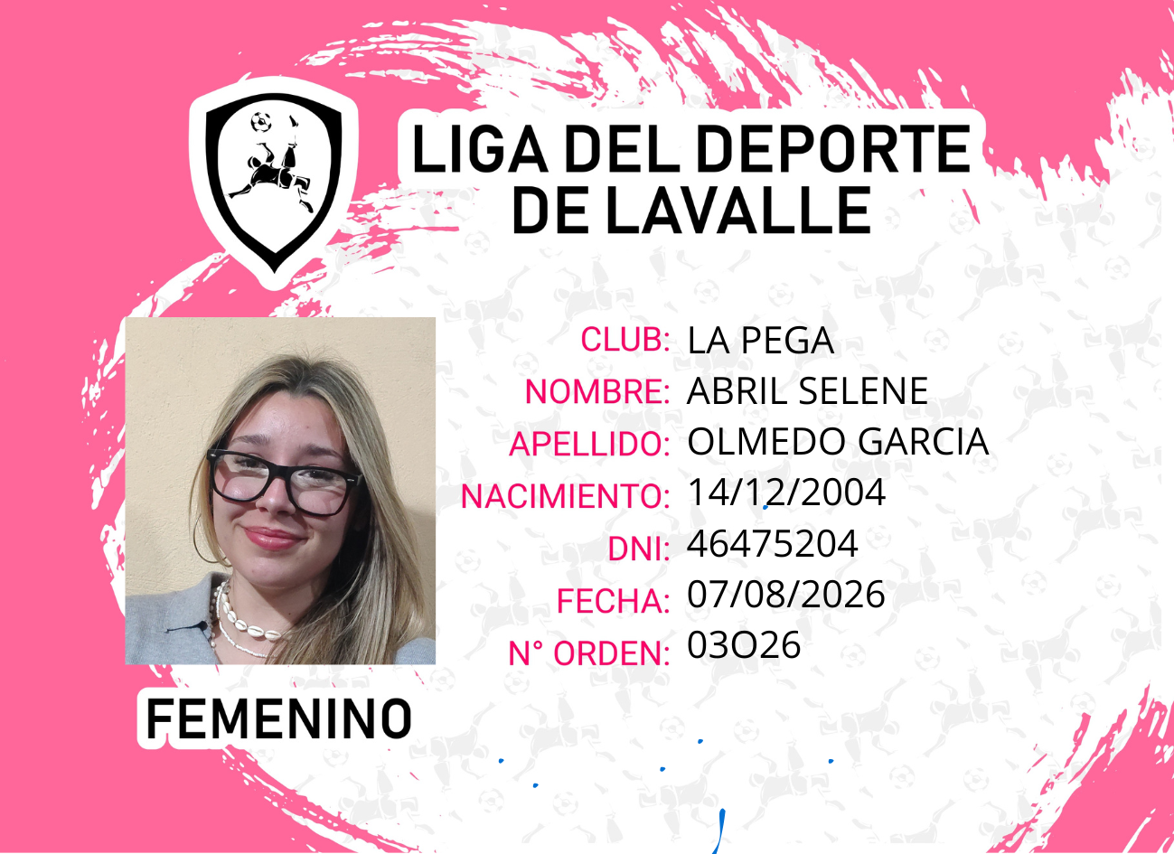 Foto carnet OLMEDO GARCIA, ABRIL SELENE