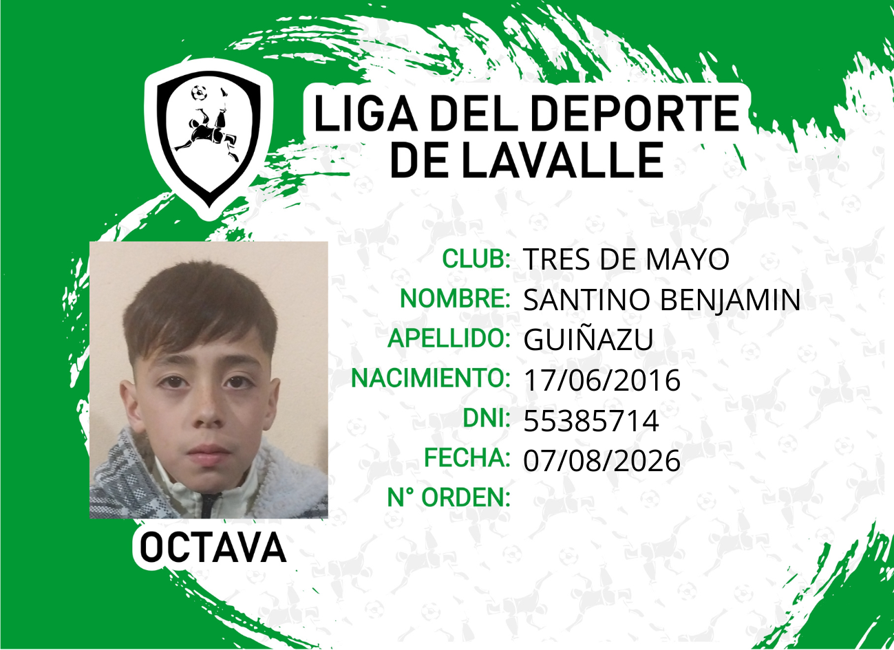 Foto carnet GUIÑAZU, SANTINO BENJAMIN