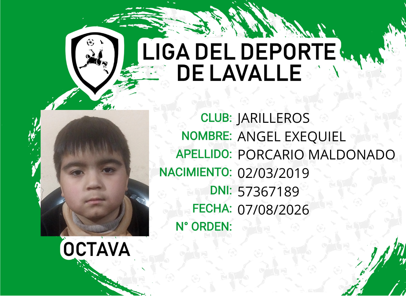 Foto carnet PORCARIO MALDONADO, ANGEL EXEQUIEL