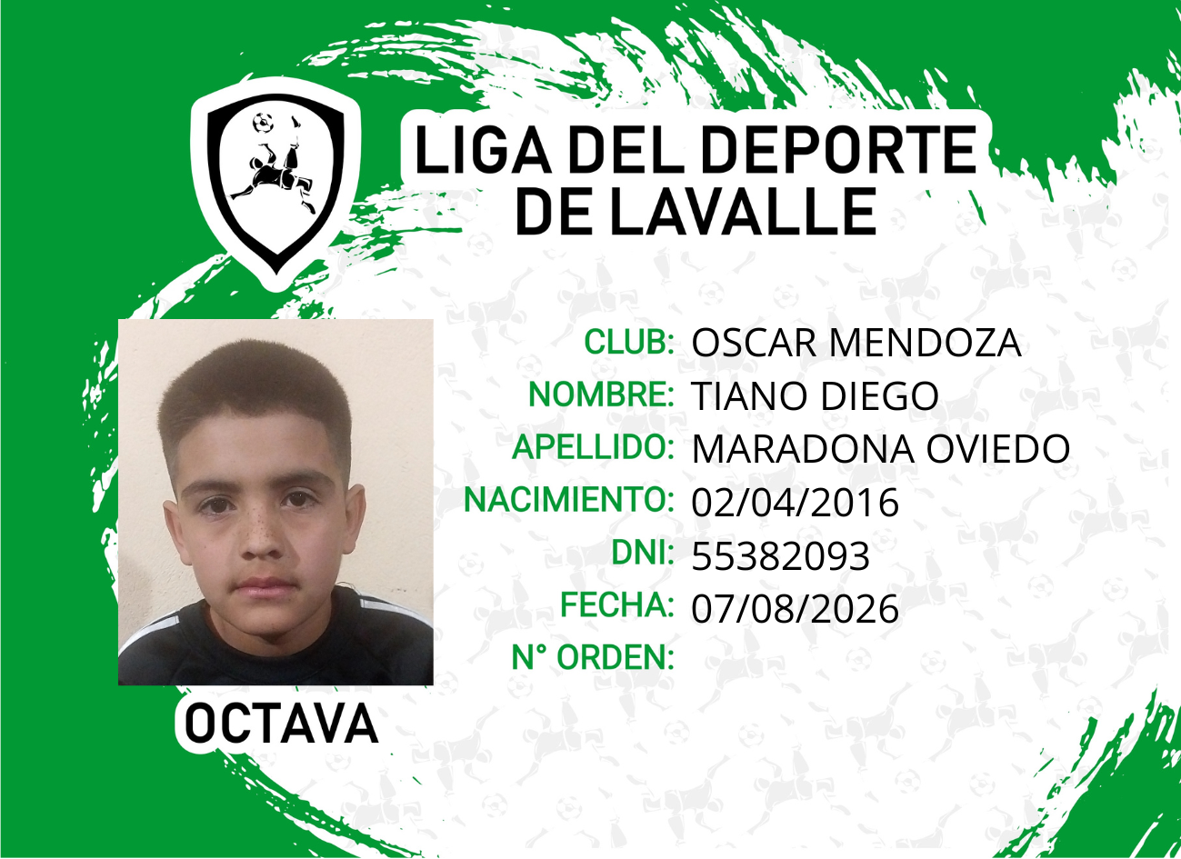 Foto carnet MARADONA OVIEDO, TIANO DIEGO