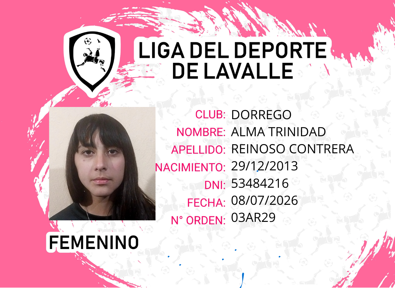 Foto carnet REINOSO CONTRERA, ALMA TRINIDAD