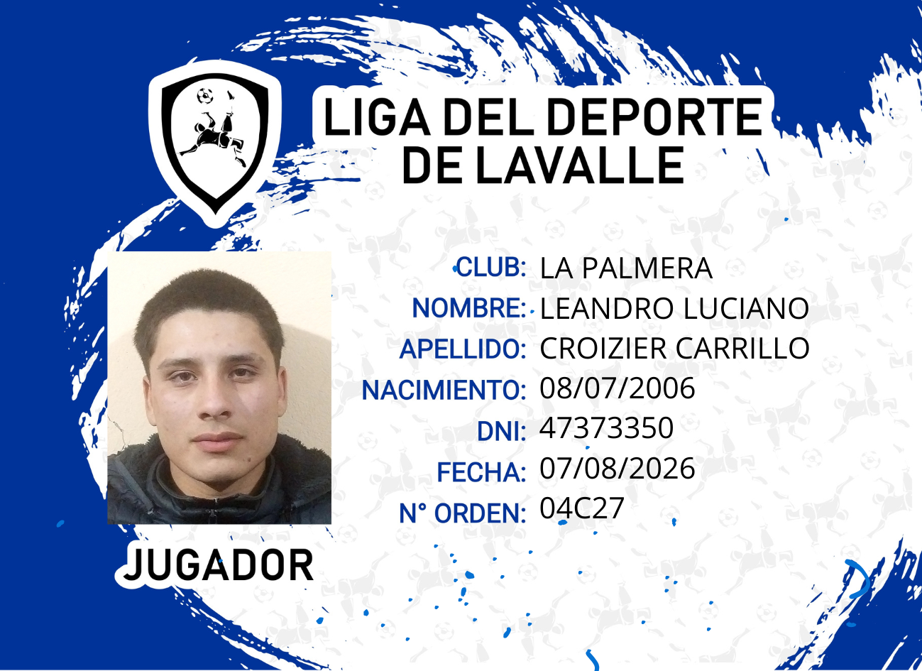 Foto carnet CROIZIER CARRILLO, LEANDRO LUCIANO