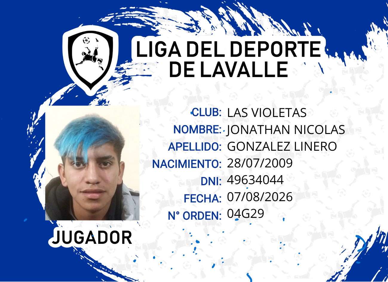 Foto carnet GONZALEZ LINERO, JONATHAN NICOLAS