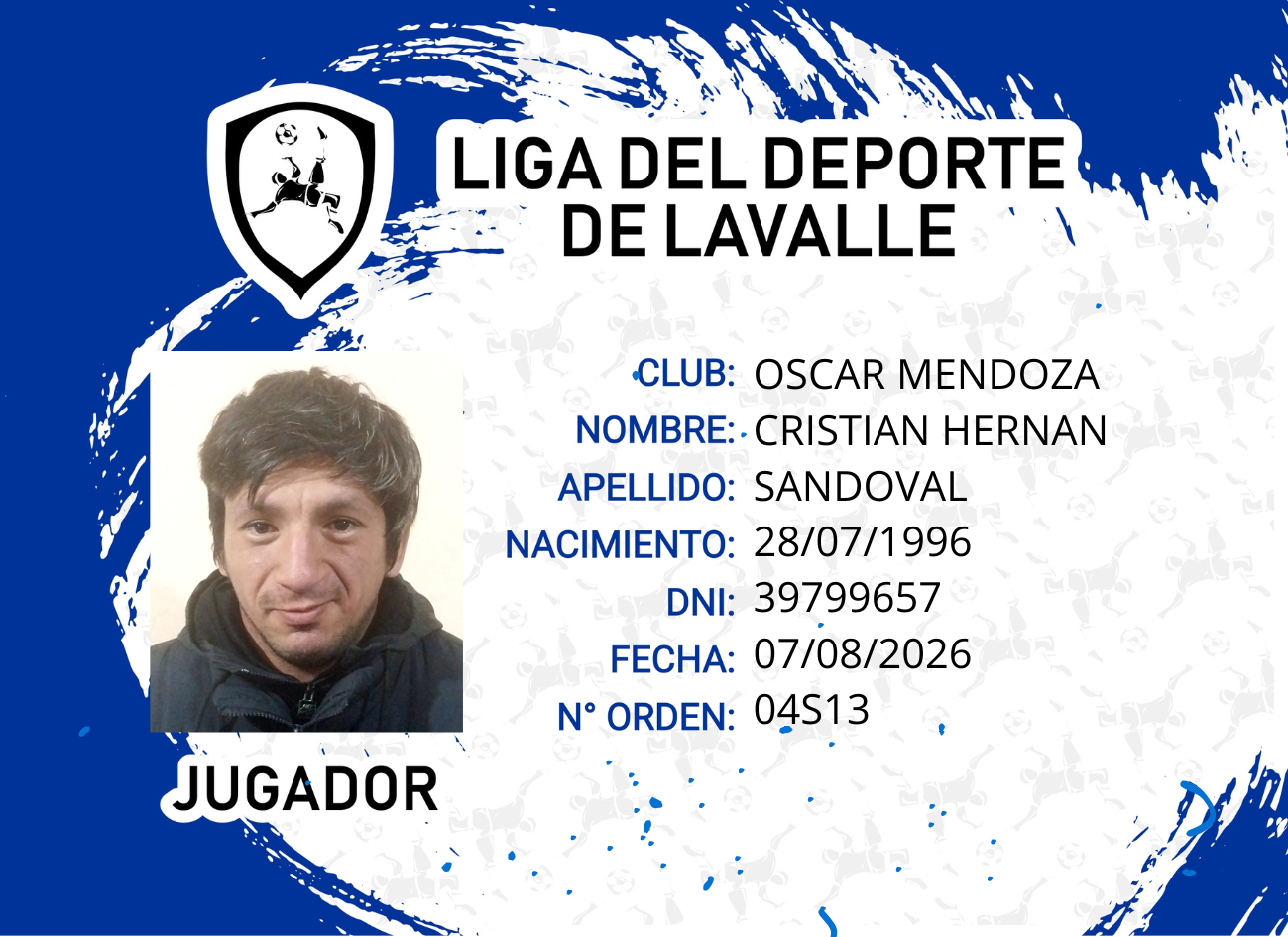 Foto carnet SANDOVAL, CRISTIAN HERNAN