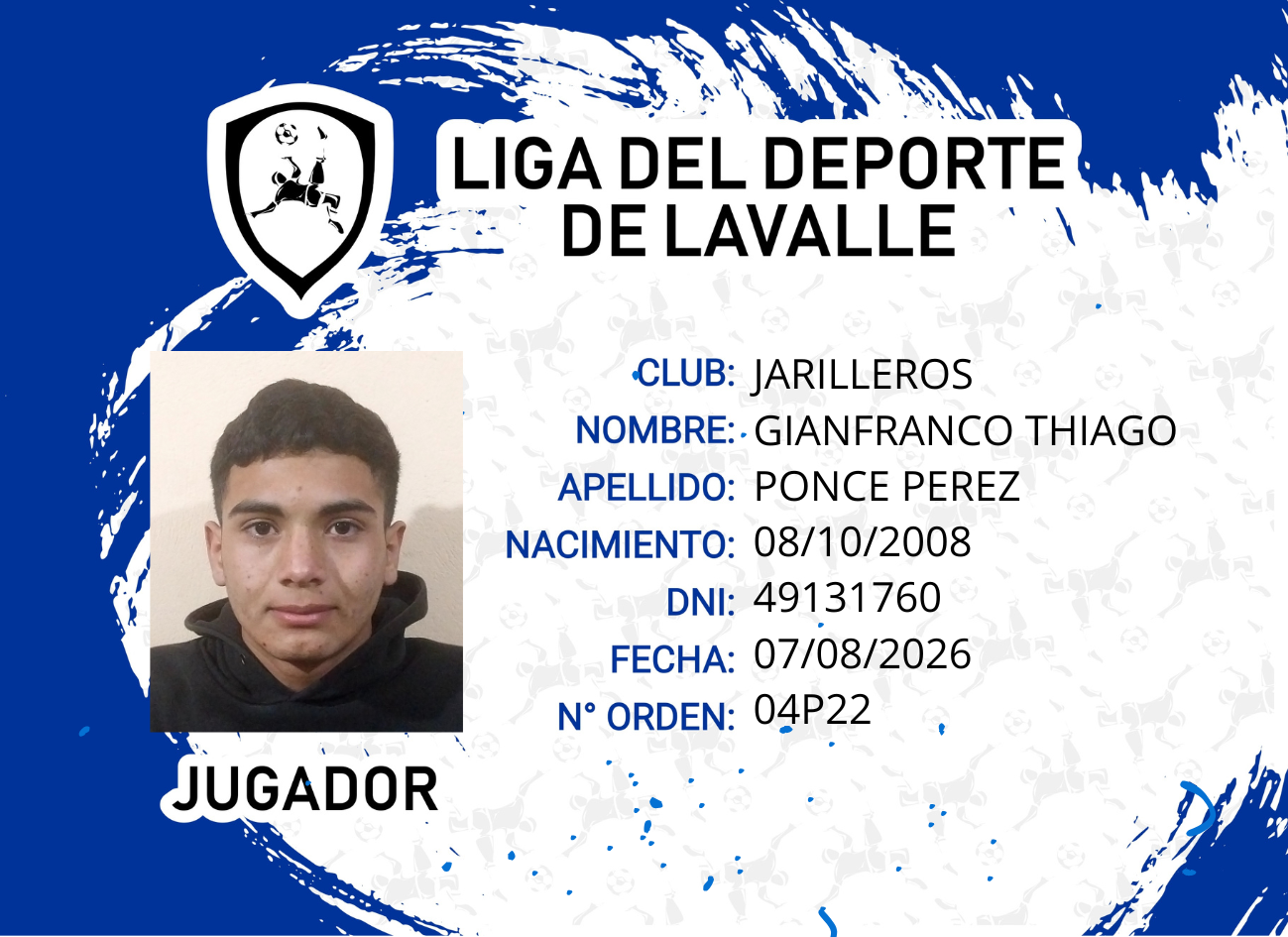 Foto carnet PONCE PEREZ, GIANFRANCO THIAGO