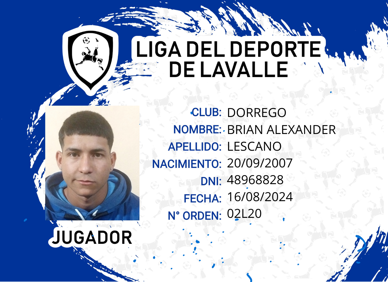 Foto carnet LESCANO, BRIAN ALEXANDER