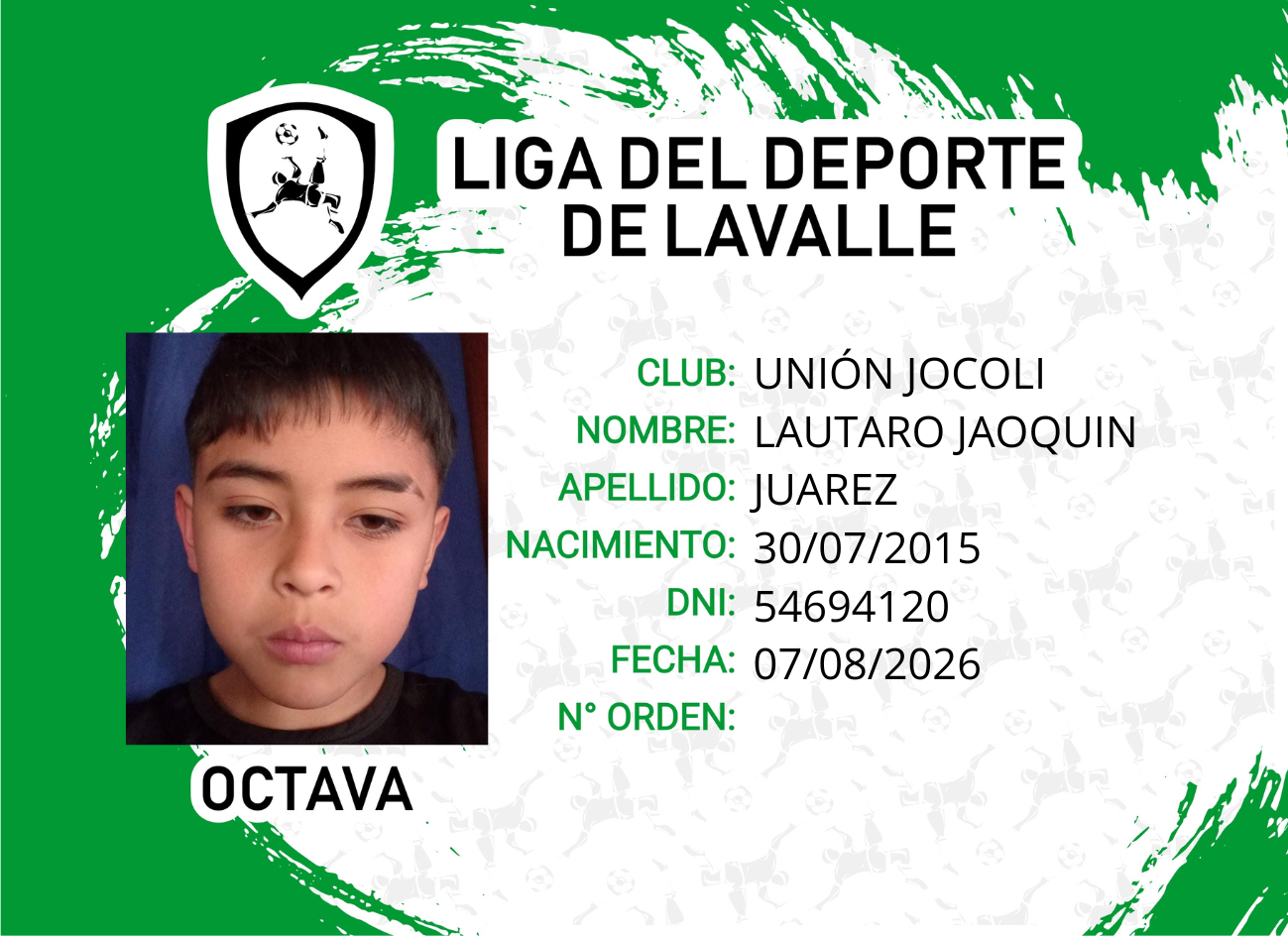 Foto carnet JUAREZ, LAUTARO JOAQUIN