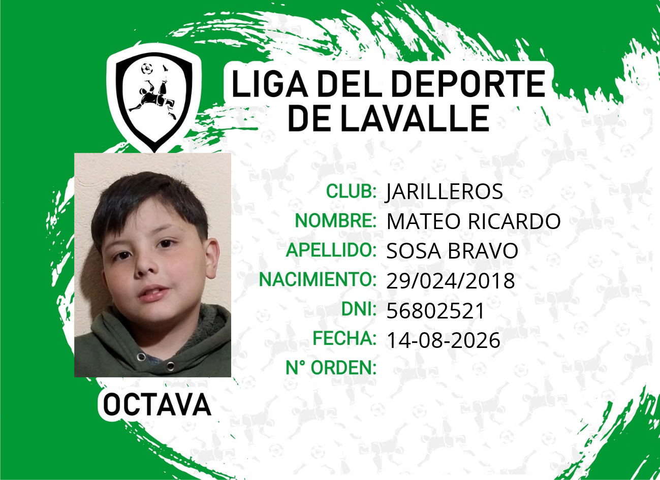 Foto carnet SOSA BRAVO, MATEO RICARDO