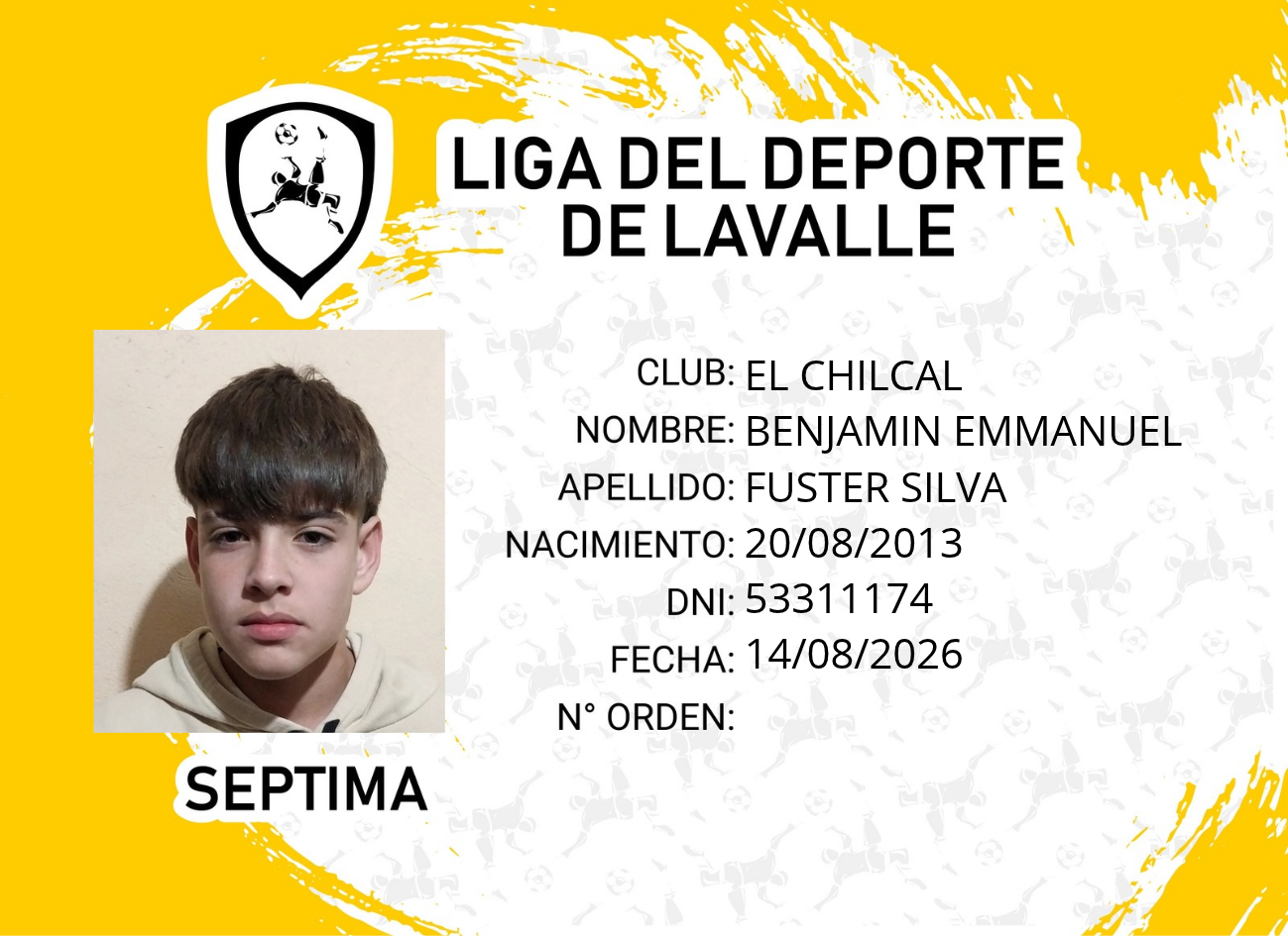 Foto carnet FUSTER SILVA, BENJAMIN EMMANUEL