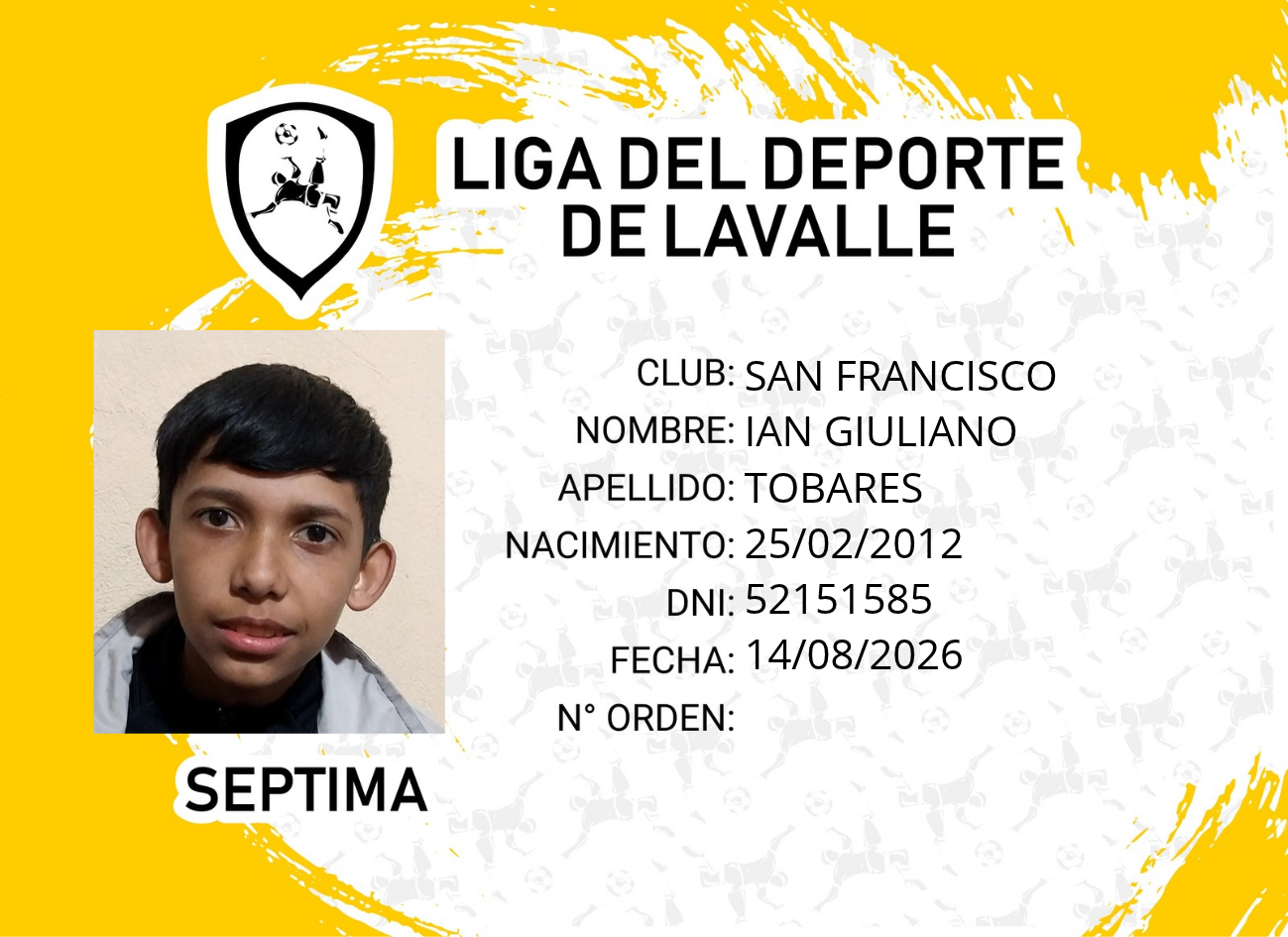 Foto carnet TOBARES, IAN GIULIANO