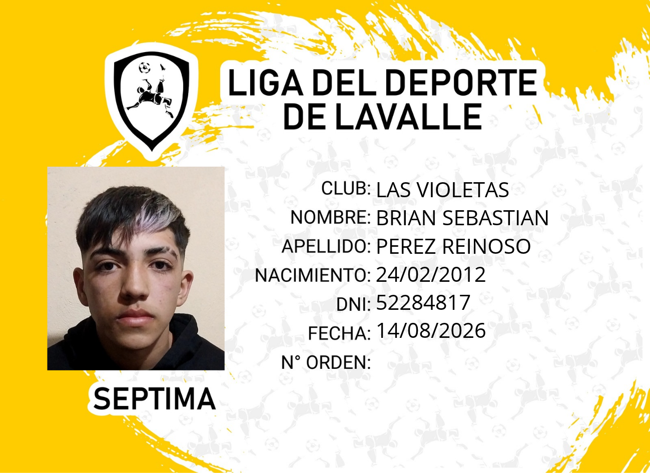 Foto carnet PEREZ REINOSO, BRIAN SEBASTIAN