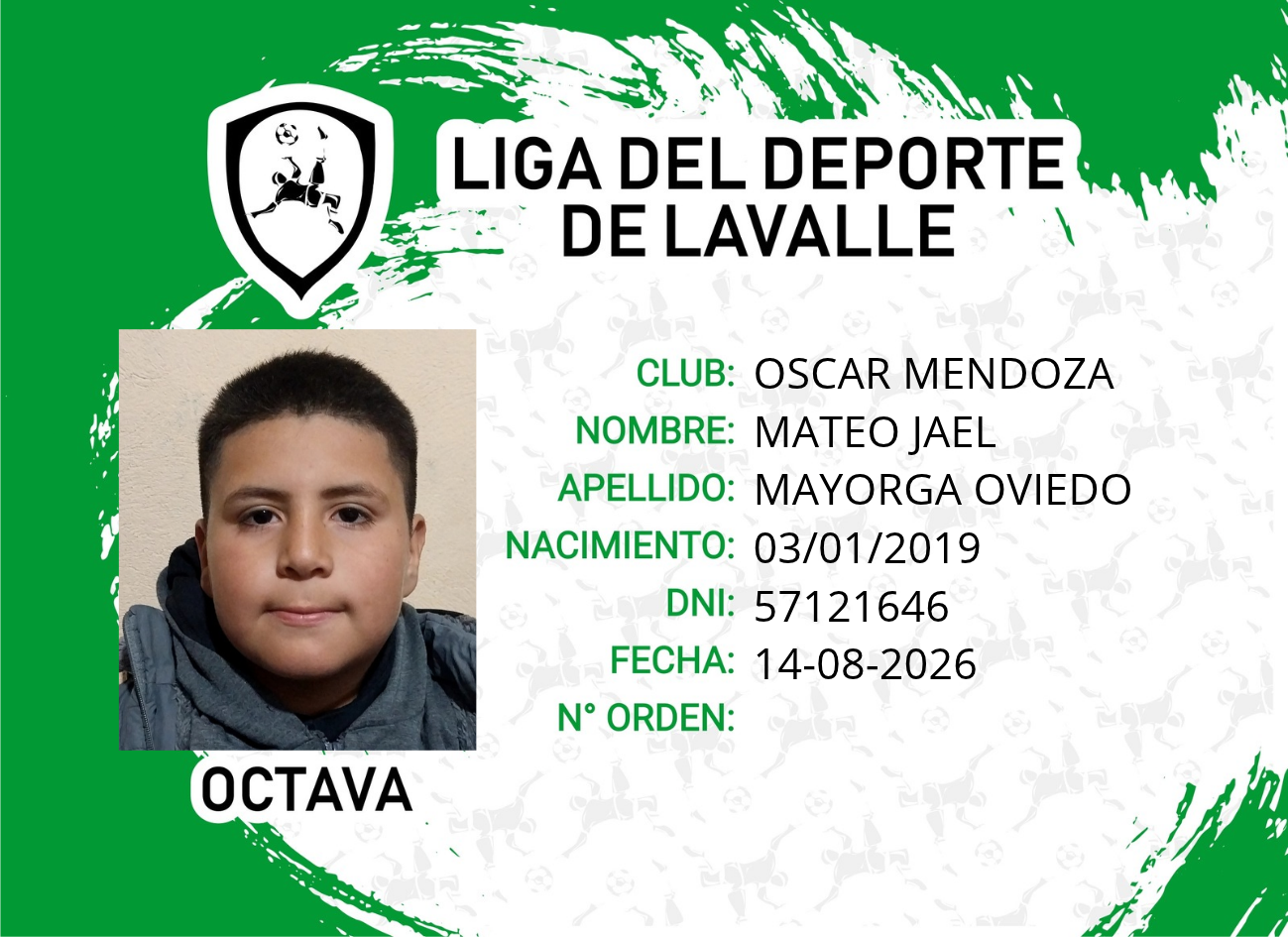Foto carnet MAYORGA OVIEDO, MATEO JAEL