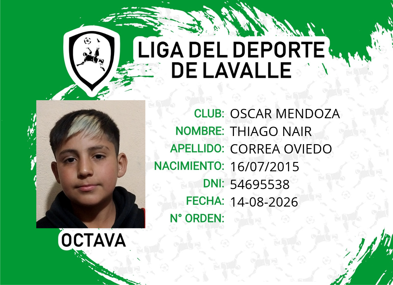 Foto carnet CORREA OVIEDO, THIAGO NAIR