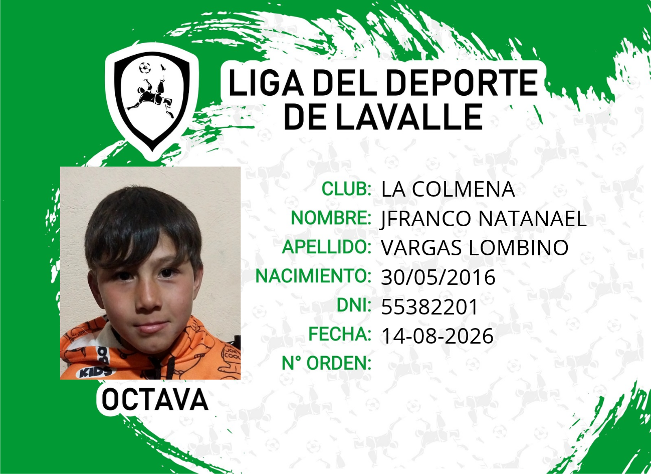 Foto carnet VARGAS LOMBINO, FRANCO NATANAEL