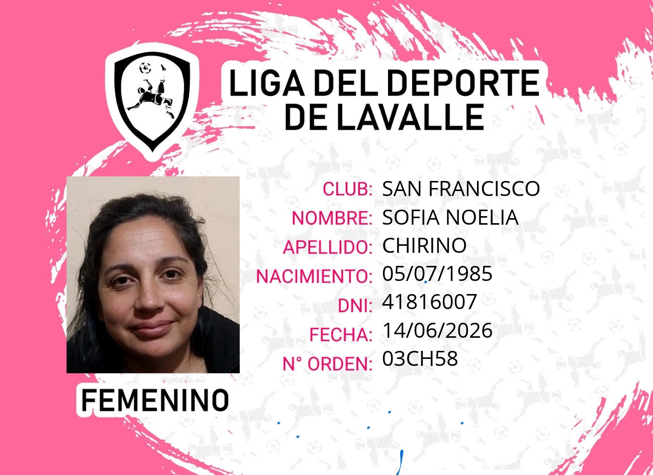 Foto carnet CHIRINO, SOFIA NOELIA
