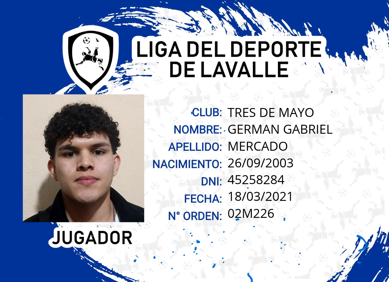 Foto carnet MERCADO, GERMAN GABRIEL