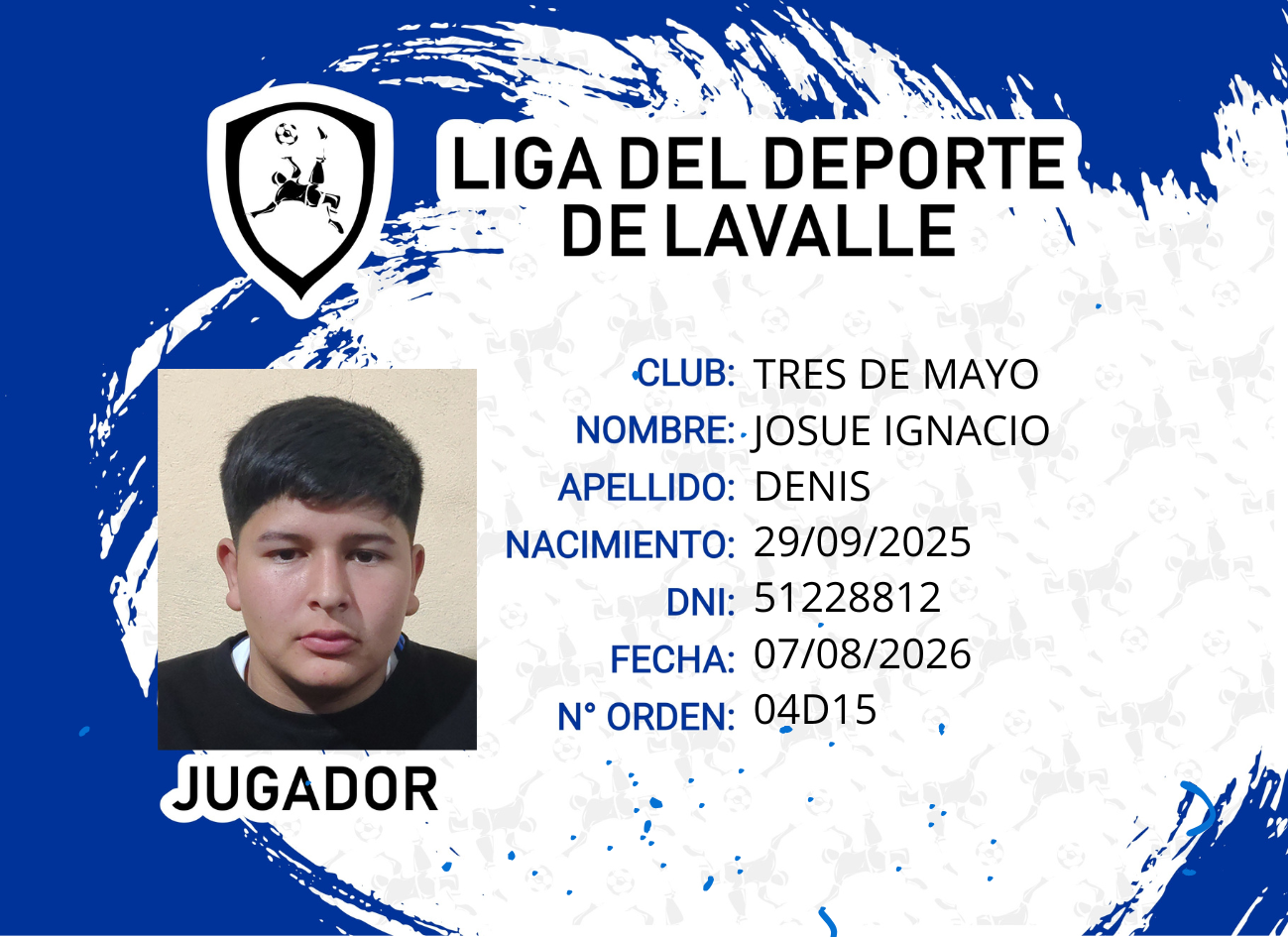 Foto carnet DENIS, JOSUÉ IGNACIO