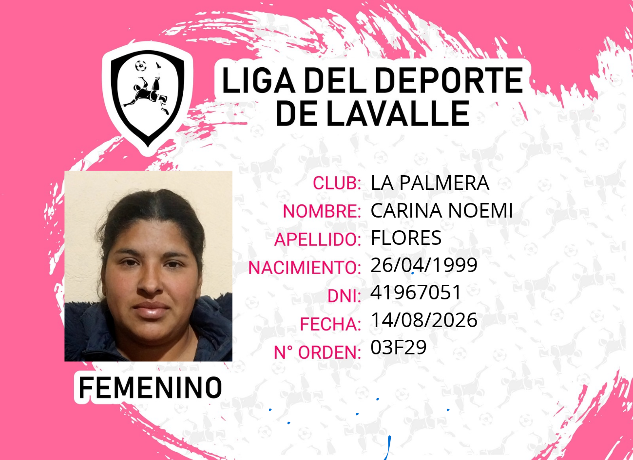 Foto carnet FLORES, CARINA NOEMI