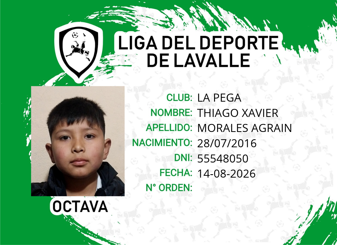 Foto carnet MORALES AGRAIN, THIAGO XAVIER