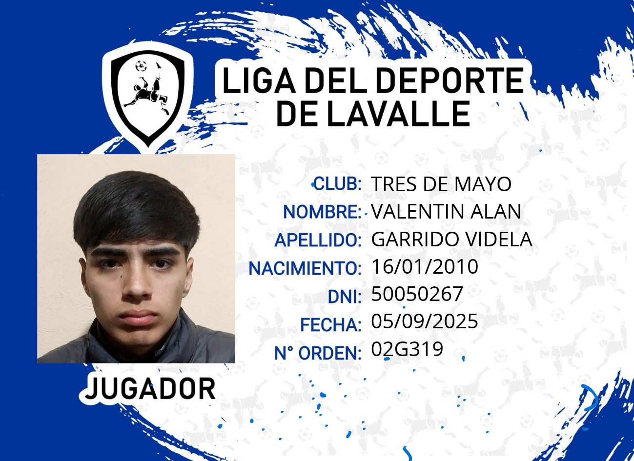 Foto carnet GARRIDO VIDELA, VALENTIN ALAN