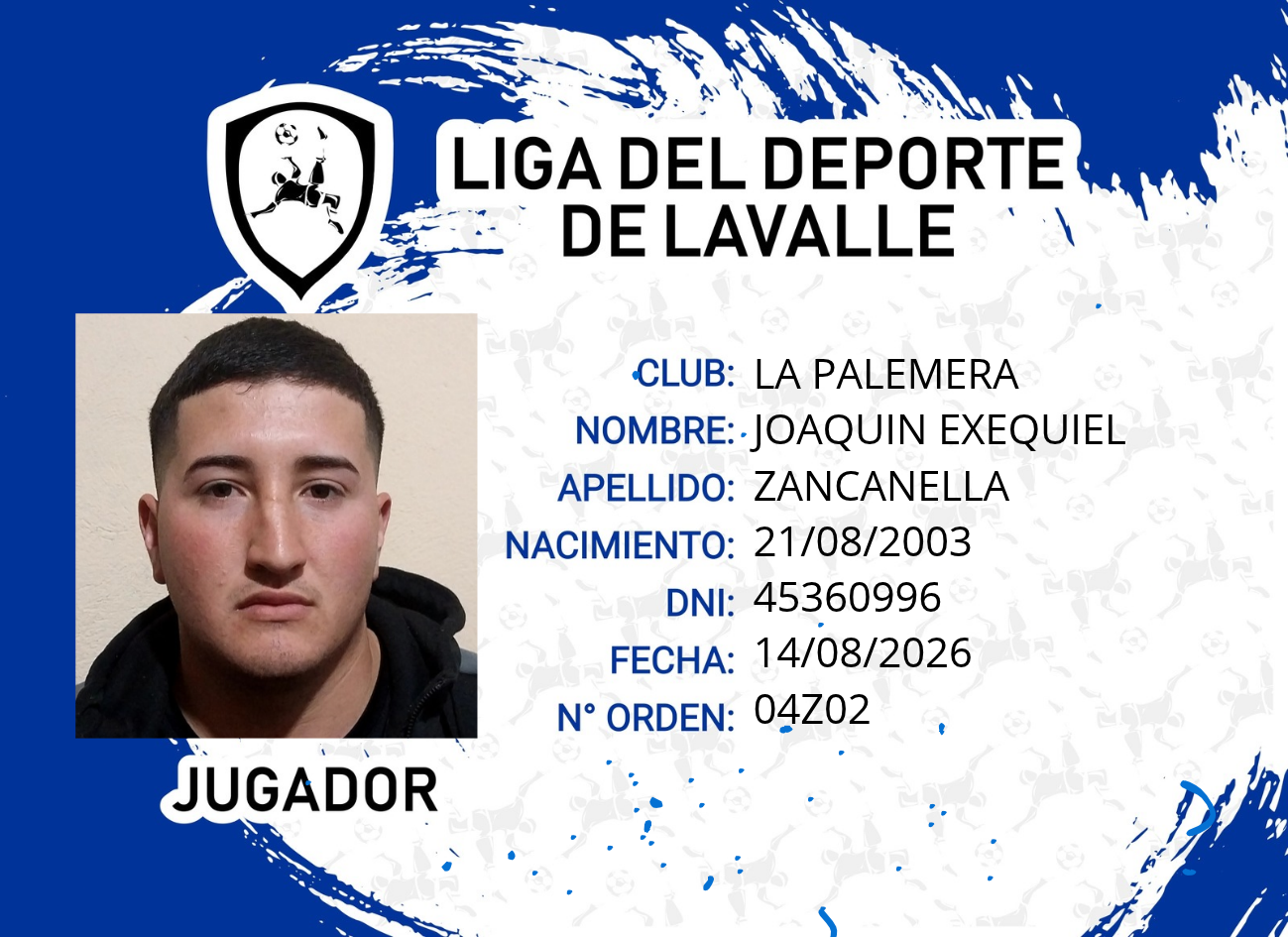 Foto carnet ZANCANELLA, JOAQUIN EXEQUIEL