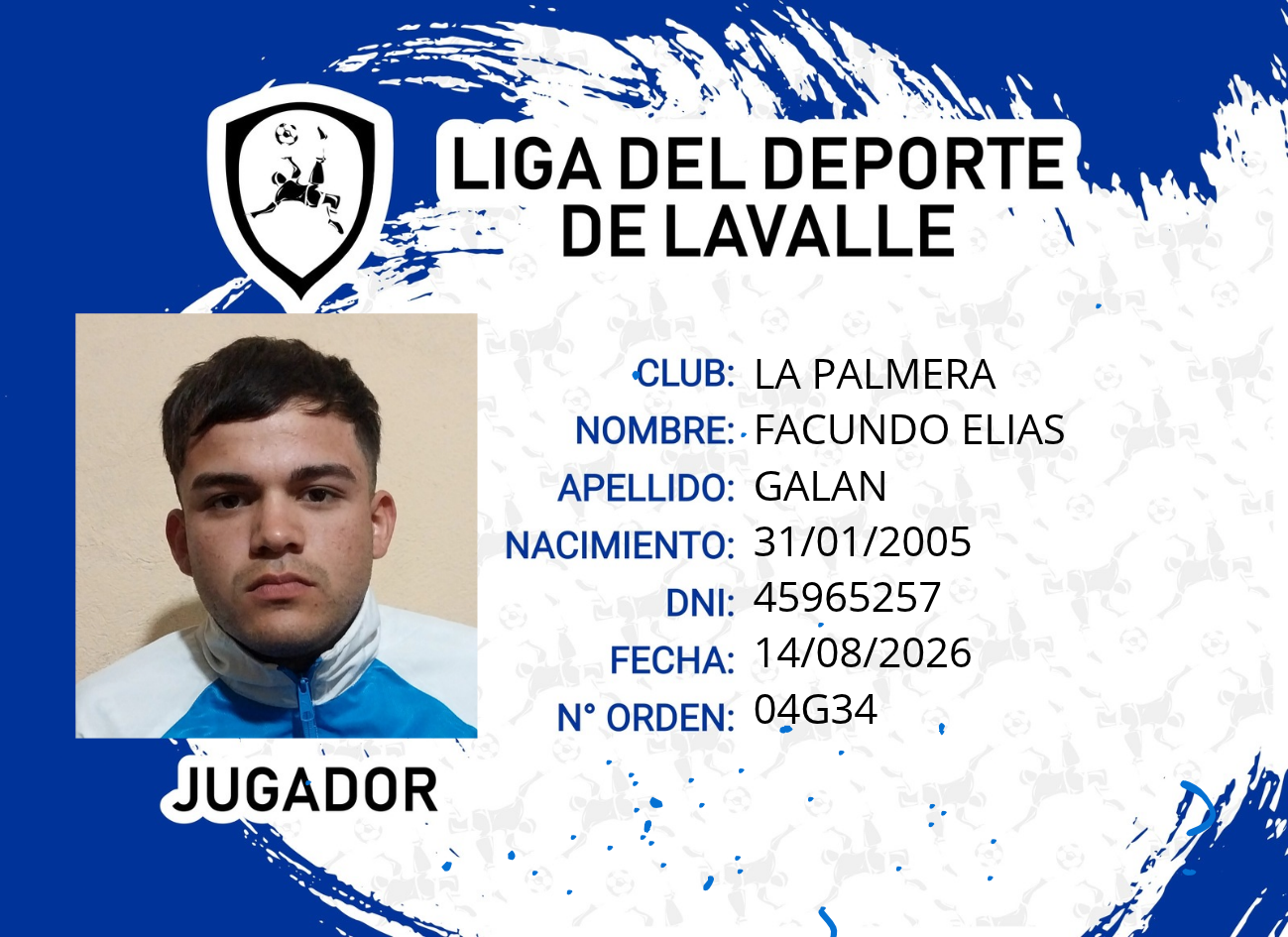 Foto carnet GALAN, FACUNDO ELIAS