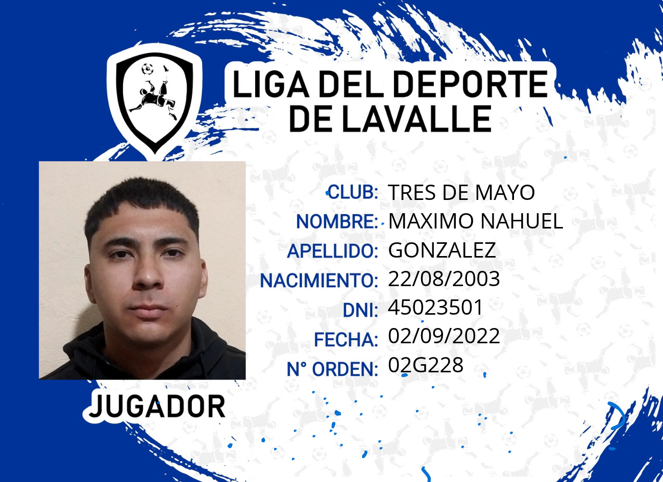 Foto carnet GONZALEZ, MAXIMO NAHUEL