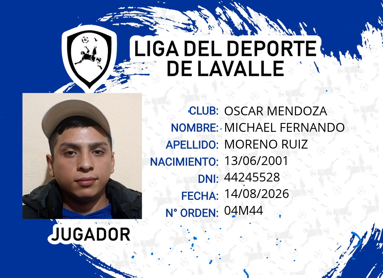 Foto carnet MORENO RUIZ, MICHAEL FERNANDO
