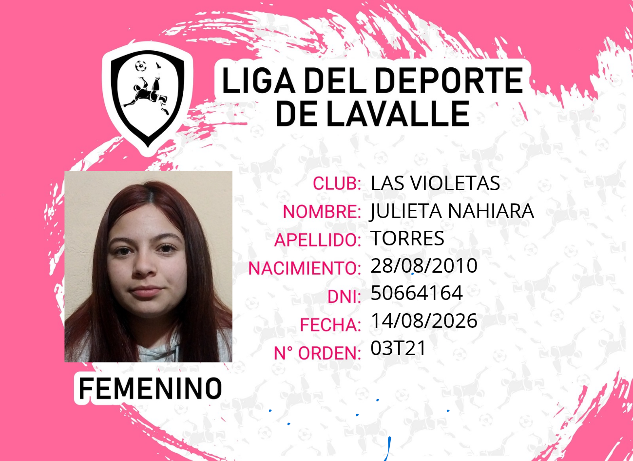 Foto carnet TORRES, JULIETA NAHIARA