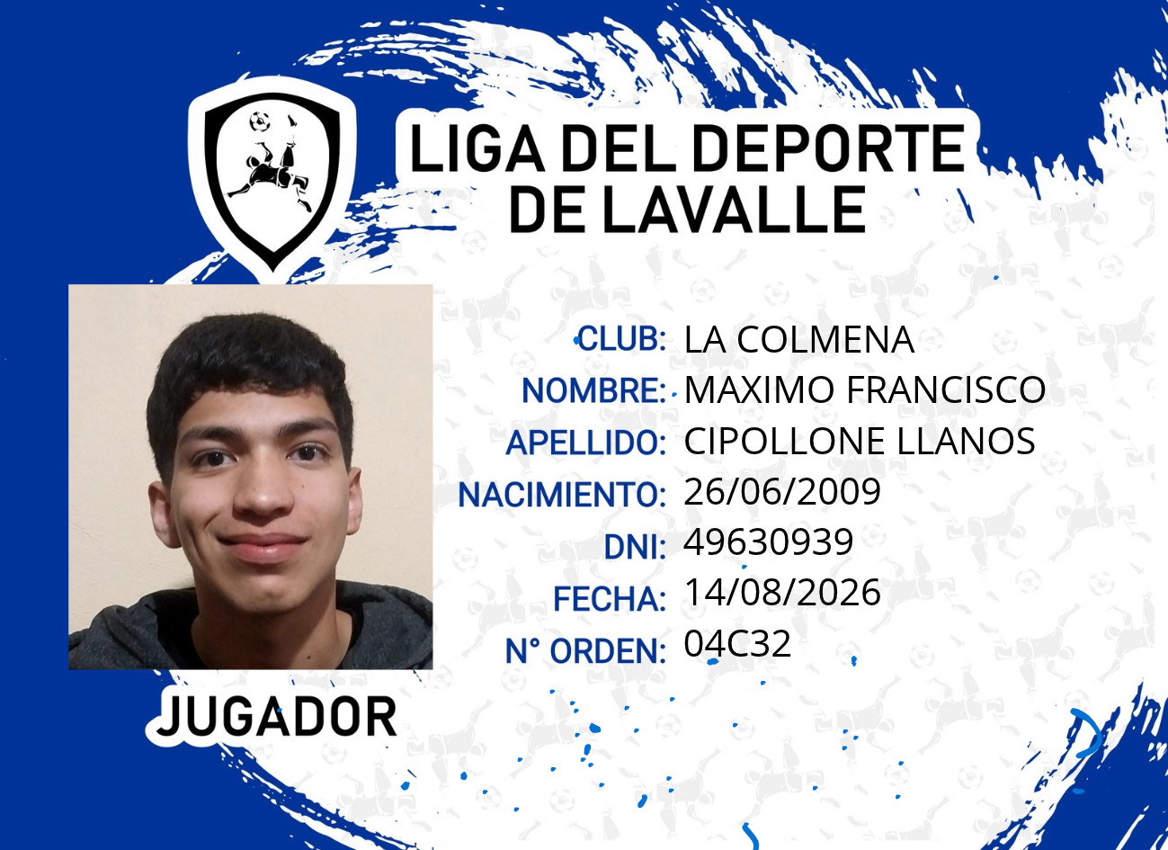 Foto carnet CIPOLLONE LLANOS, MAXIMO FRANCISCO