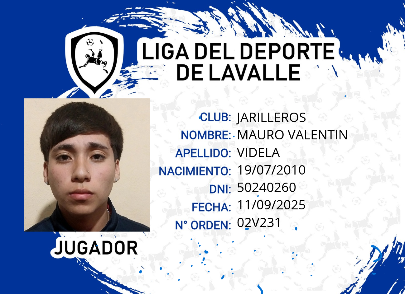 Foto carnet VIDELA, MAURO VALENTIN