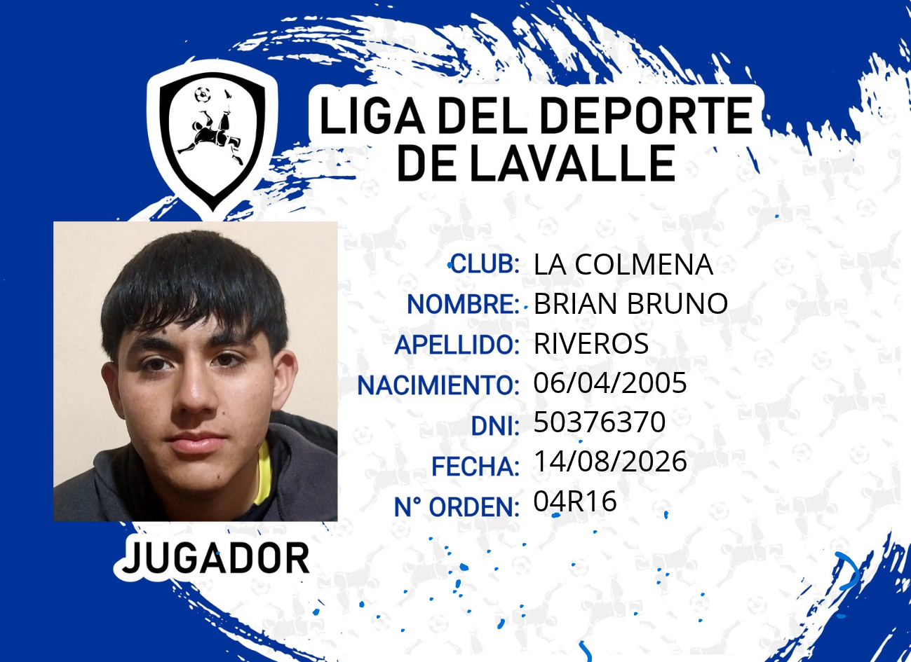 Foto carnet RIVEROS, BRIAN BRUNO