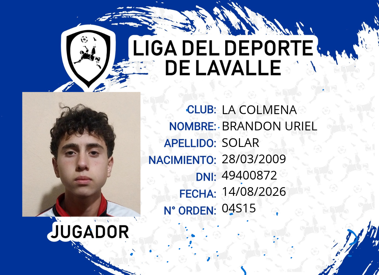 Foto carnet SOLAR, BRANDON URIEL