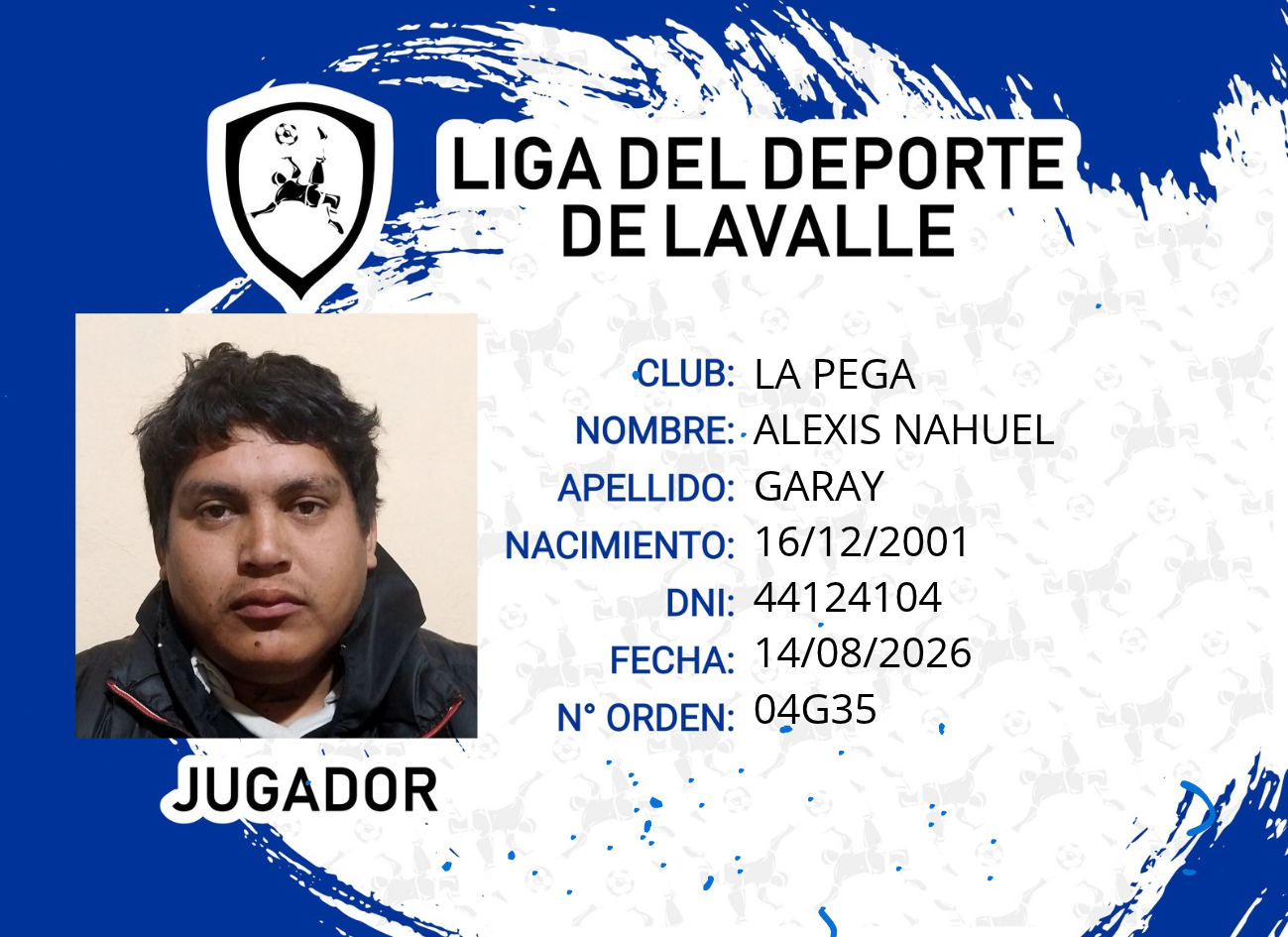 Foto carnet GARAY, ALEXIS NAHUEL