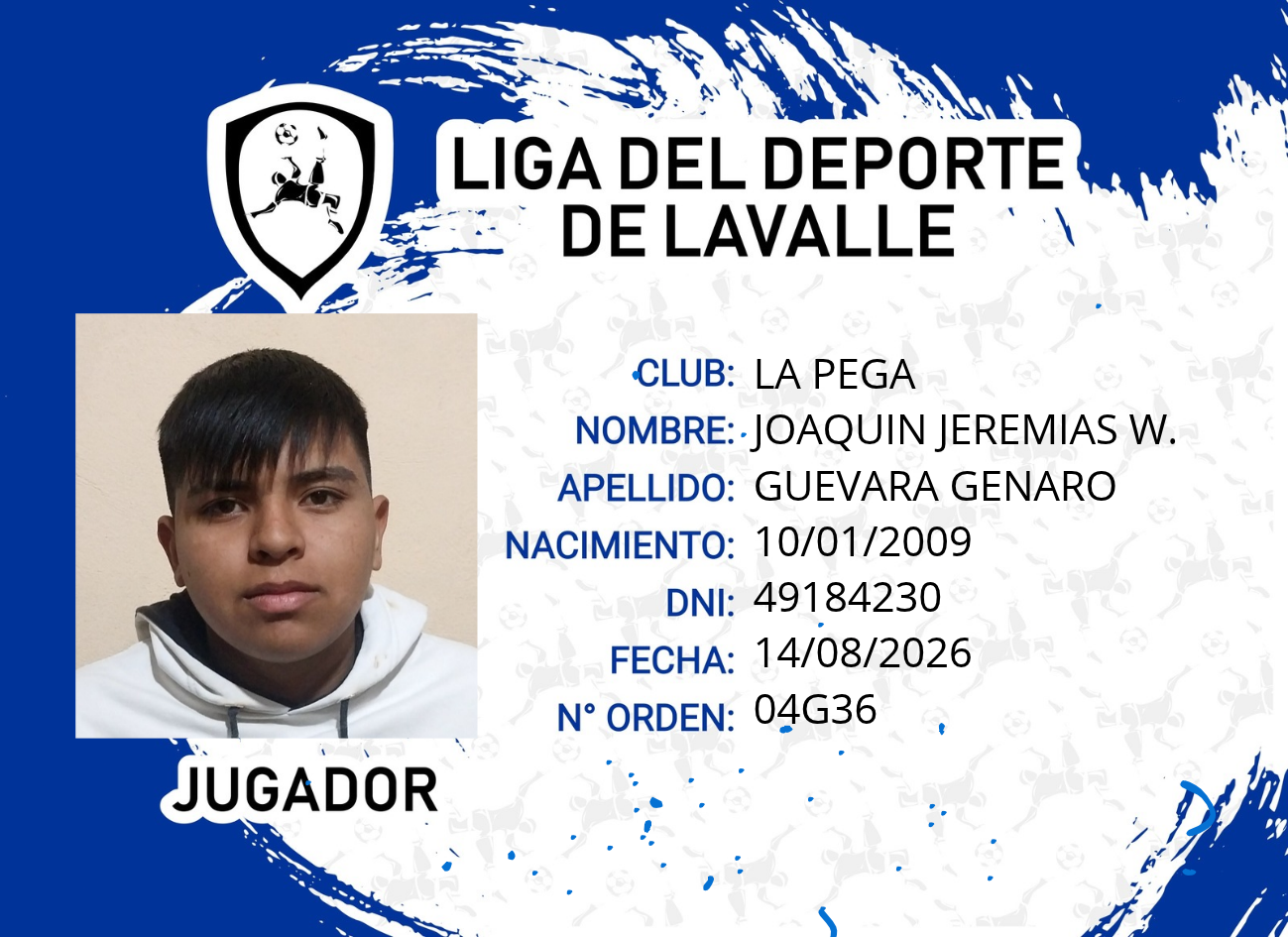Foto carnet GUEVARA GENARO, JOAQUIN JEREMIAS W.