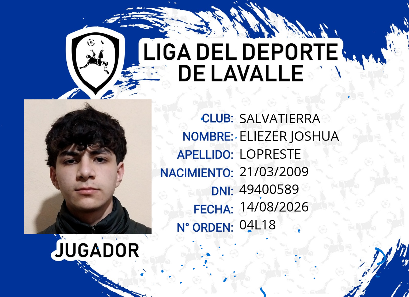 Foto carnet LOPRESTE, ELIEZER JOSHUA