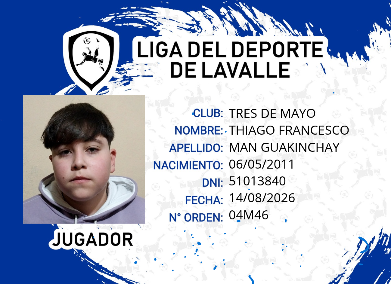 Foto carnet MAN GUAKINCHAY, THIAGO FRANCESCO
