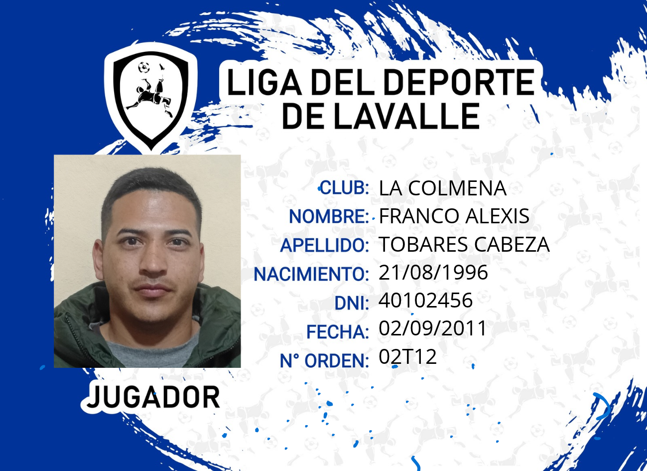Foto carnet TOBARES CABEZA, FRANCO ALEXIS