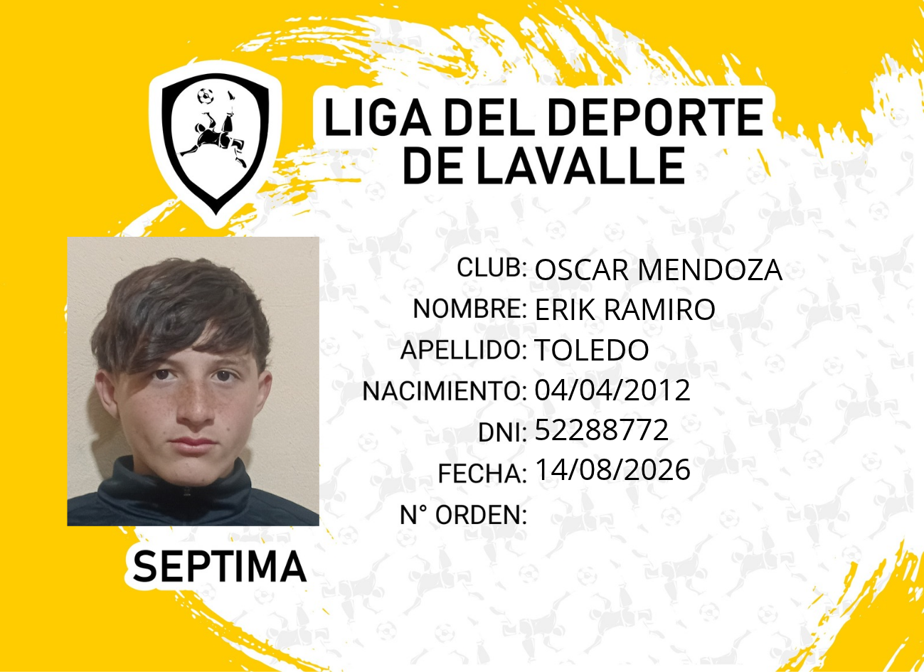 Foto carnet TOLEDO, ERIK RAMIRO