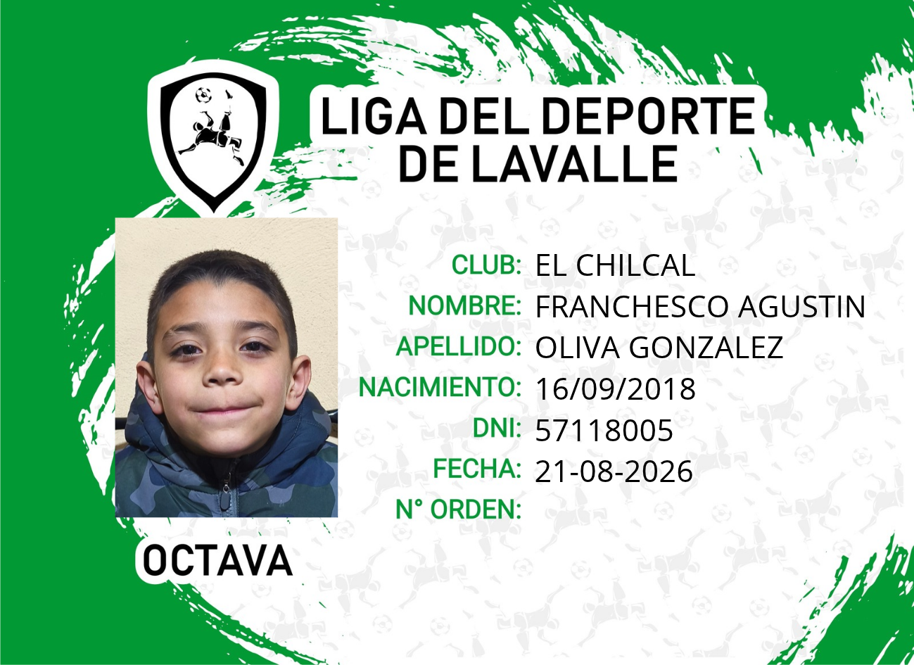 Foto carnet OLIVA GONZALEZ, FRANCHESCO AGUSTIN
