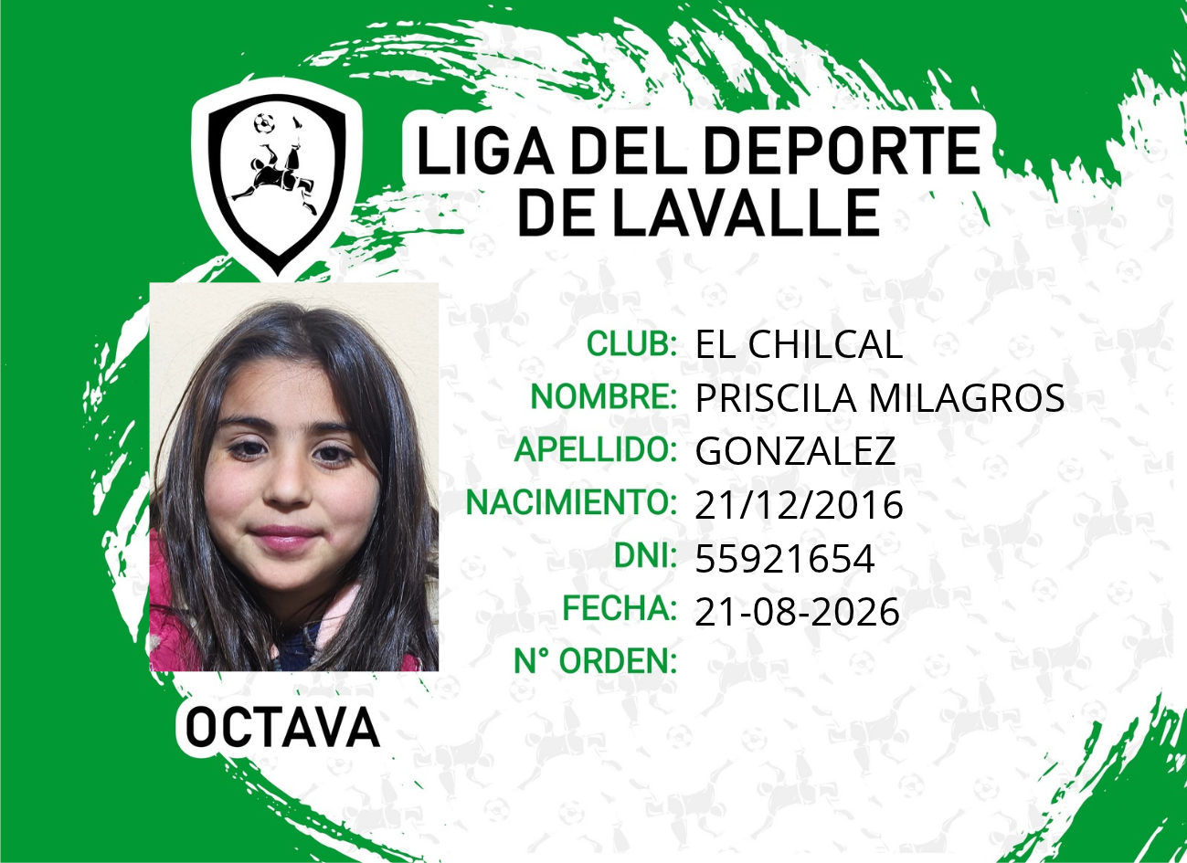 Foto carnet GONZALEZ, PRISCILA MILAGROS