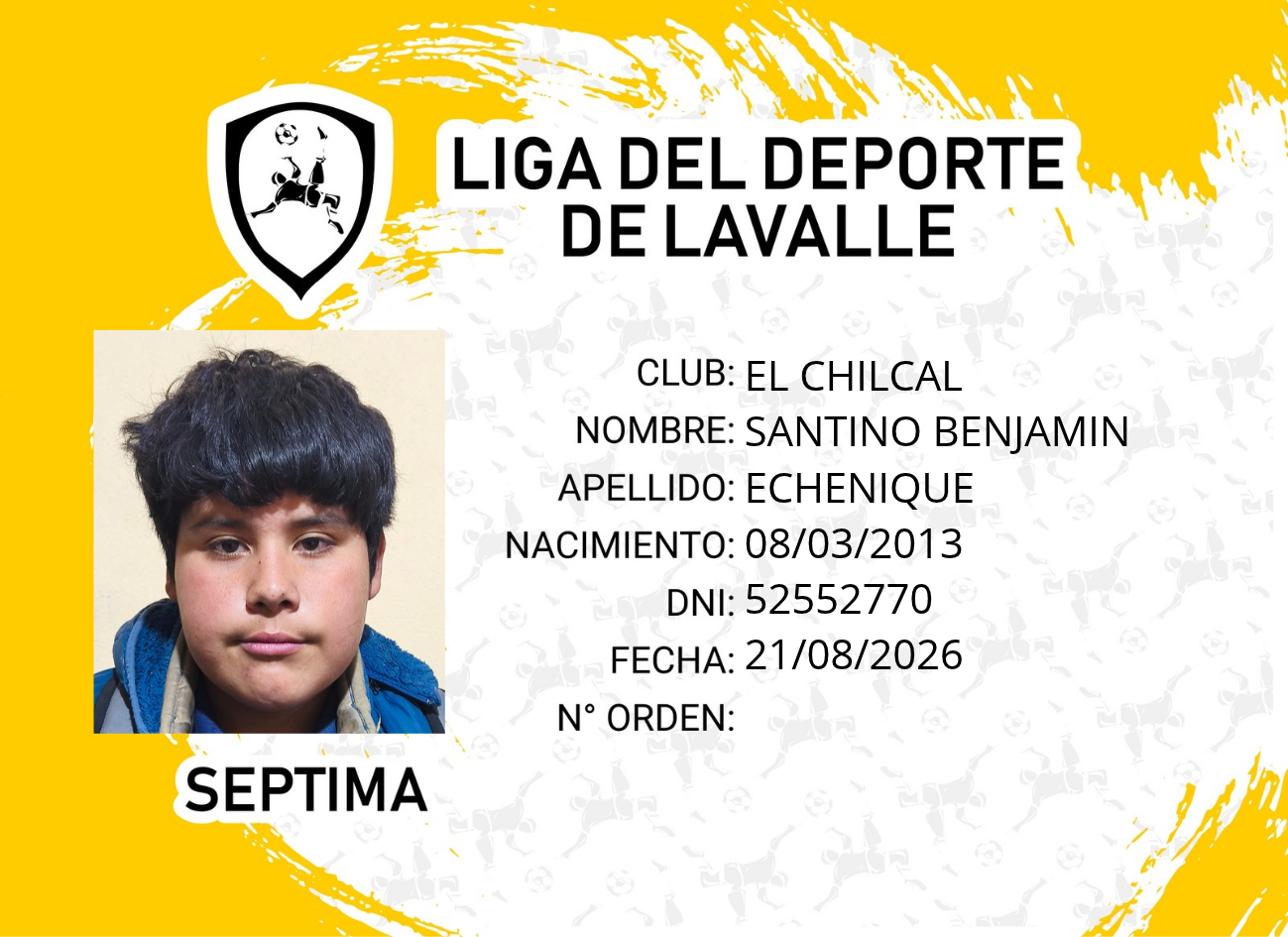 Foto carnet ECHENIQUE, SANTINO BENJAMIN