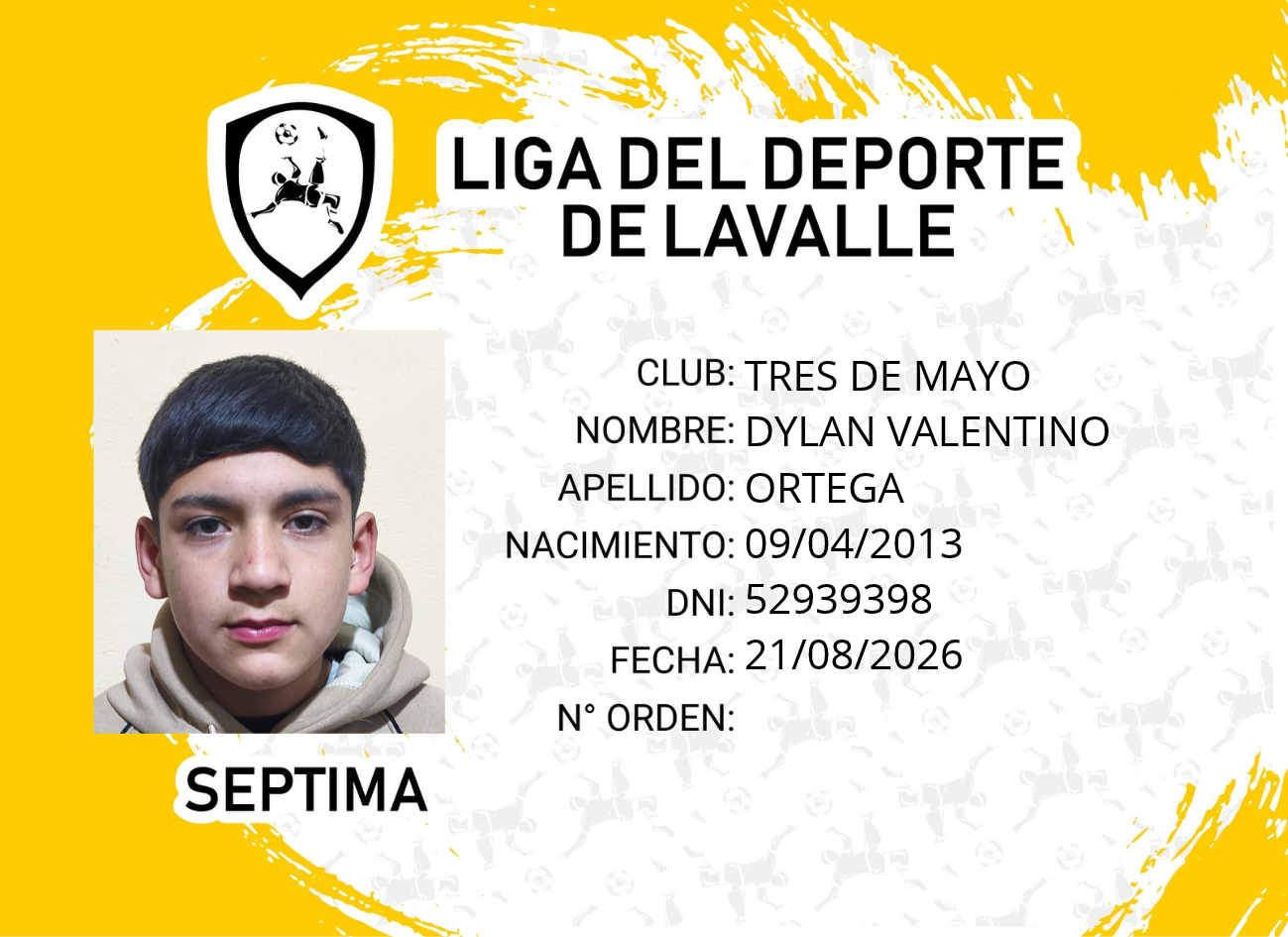 Foto carnet ORTEGA, DYLAN VALENTINO