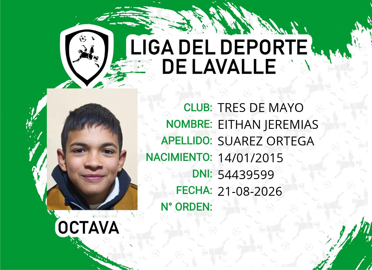 Foto carnet SUAREZ ORTEGA, EITHAN JEREMIAS